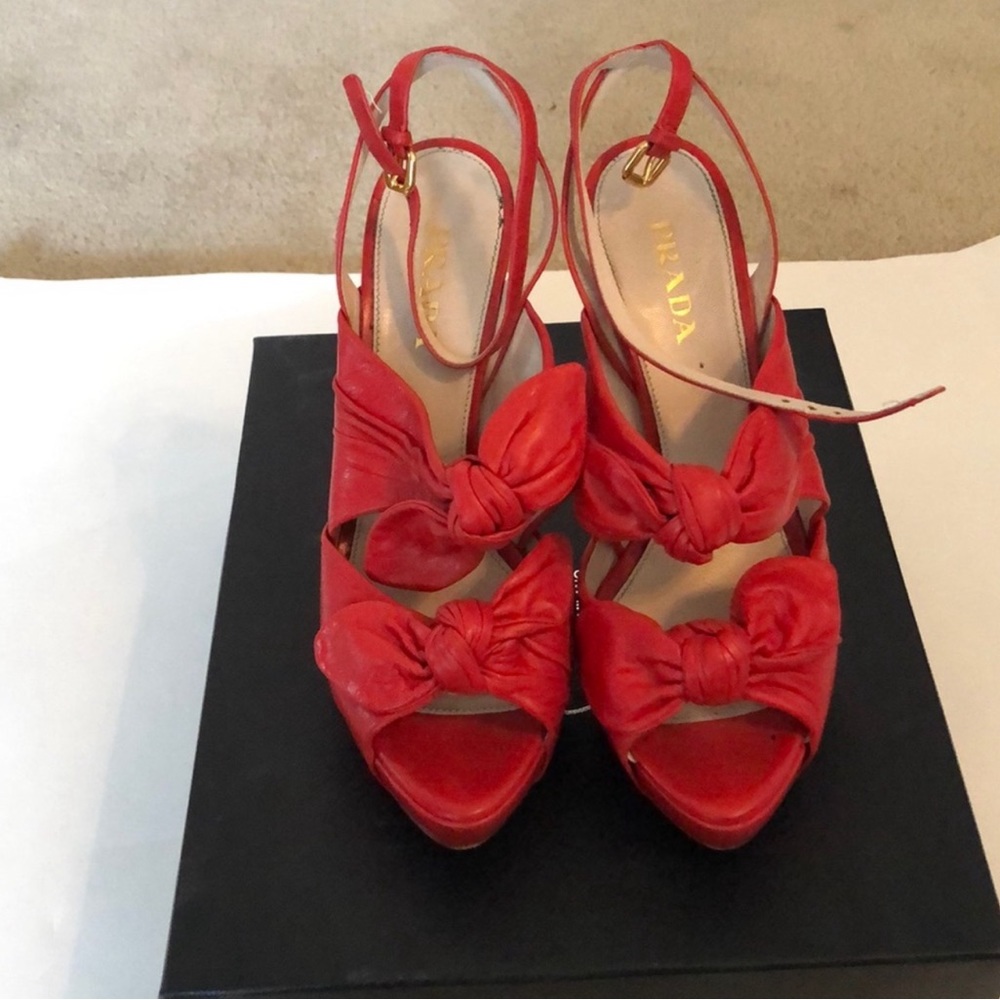 Prada red leather heels